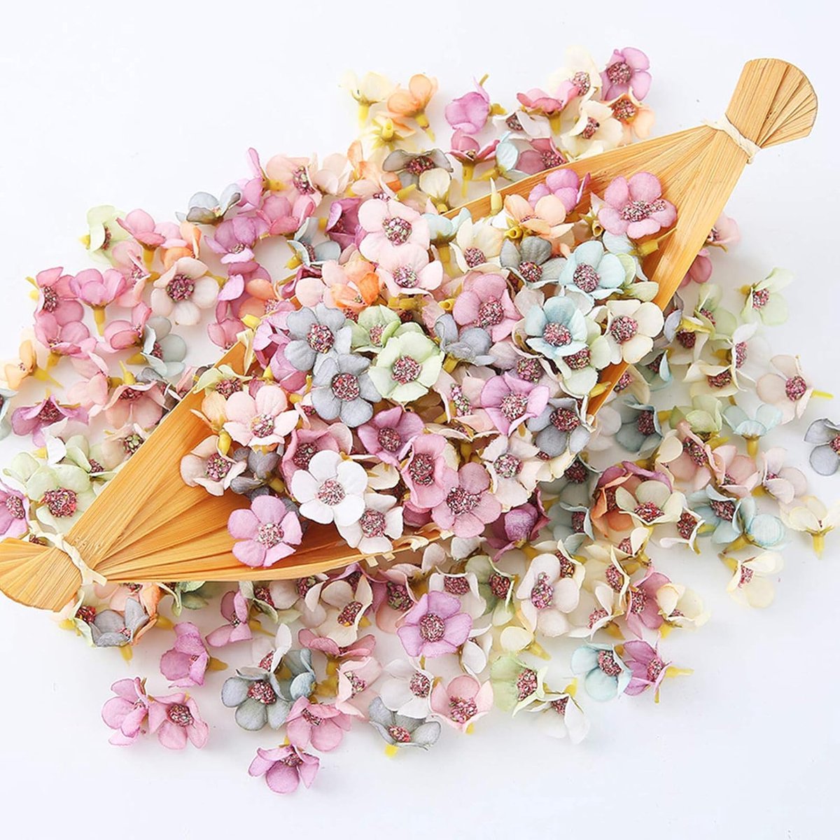 SnelShoppen - 100 Stuks Kleurrijke Kunstbloemen, 2 cm, Margrieten, Decoratieve Bloemen, Kleine Stofbloemen voor Tuin, Bruiloft, Feest, DIY Projecten