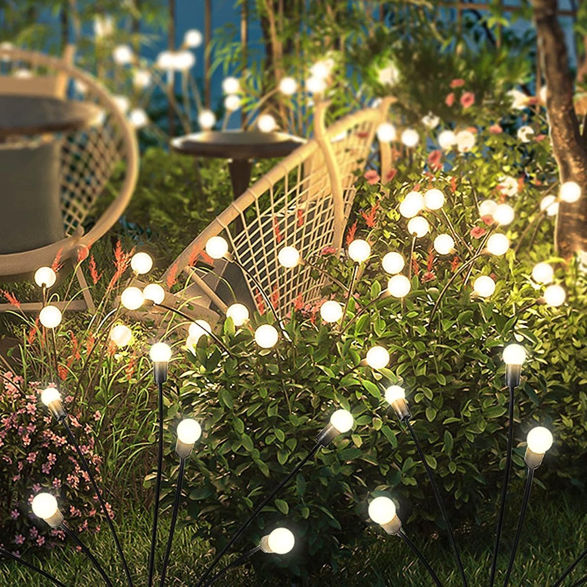 SnelShoppen - Solar Tuinverlichting 4-Pack - Zonlicht Tuinlampen met 10 LED's - IP65 Waterdichte Buitenverlichting voor Tuin, Balkon en Terras - Warm