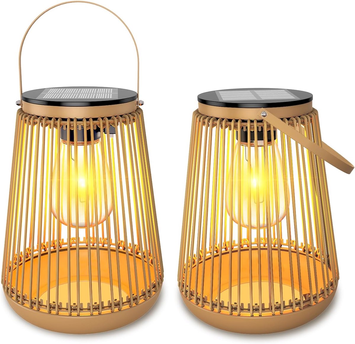 SnelShoppen - Solar Tuinverlichting 2 Stuks Metalen Hangende Solar Lantaarn Waterdichte Decoraties Voor Tuin, Patio, Feest, Sfeerverlichting, Buiten,