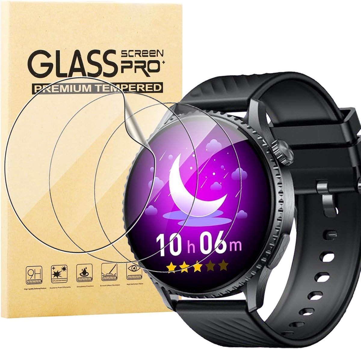 SnelShoppen - Pack van 3 Beschermfolie voor Smartwatch 1.56 Inch - Anti-Kras TPU Screen Protector - Full Cover HD Heldere Anti-Vingerafdruk Film