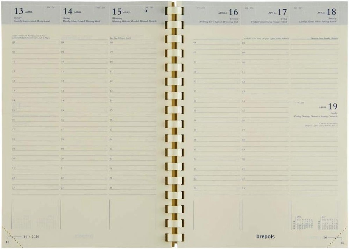 SnelShoppen - Weekkalender 16 maanden, 1 week op 2 pagina's, zwart, 14x21 cm, leren uitstraling, spiral binding, van september 2020 tot december 2021