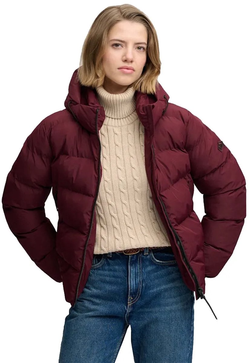 Superdry Sportieve Capuchon Pufferjas Dames Gewatteerde jassen Rood