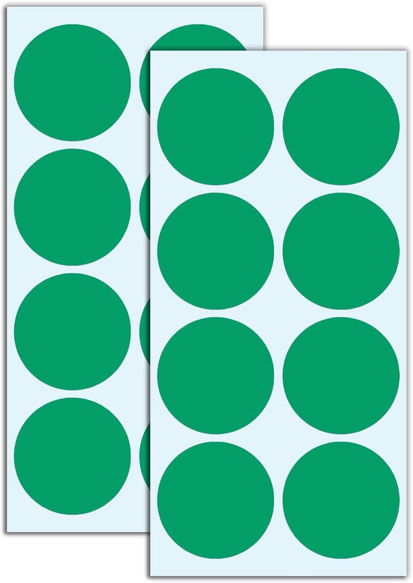 SnelShoppen - 240 Stuks 50mm Ronde Stickers Grote Kleurrijke Zelfklevende Labels Groen - Ideaal voor Organisatie, Feesten, Creatieve Projecten en Meer
