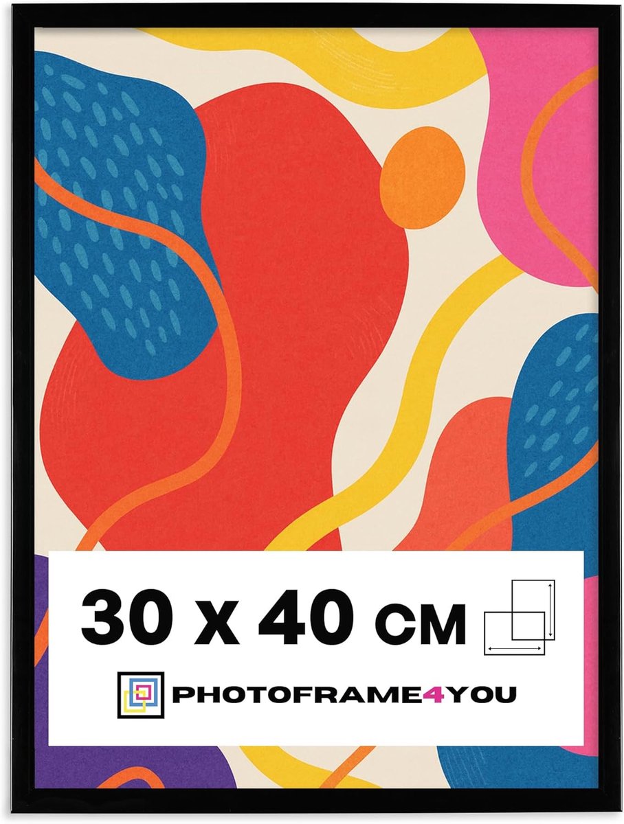 SnelShoppen - Zwart Fotolijsten 30x40 cm - Schokbestendig Acrylglas - Plastic Fotolijsten voor Foto's, Posters, Certificaten en Puzzels - Hangend in P