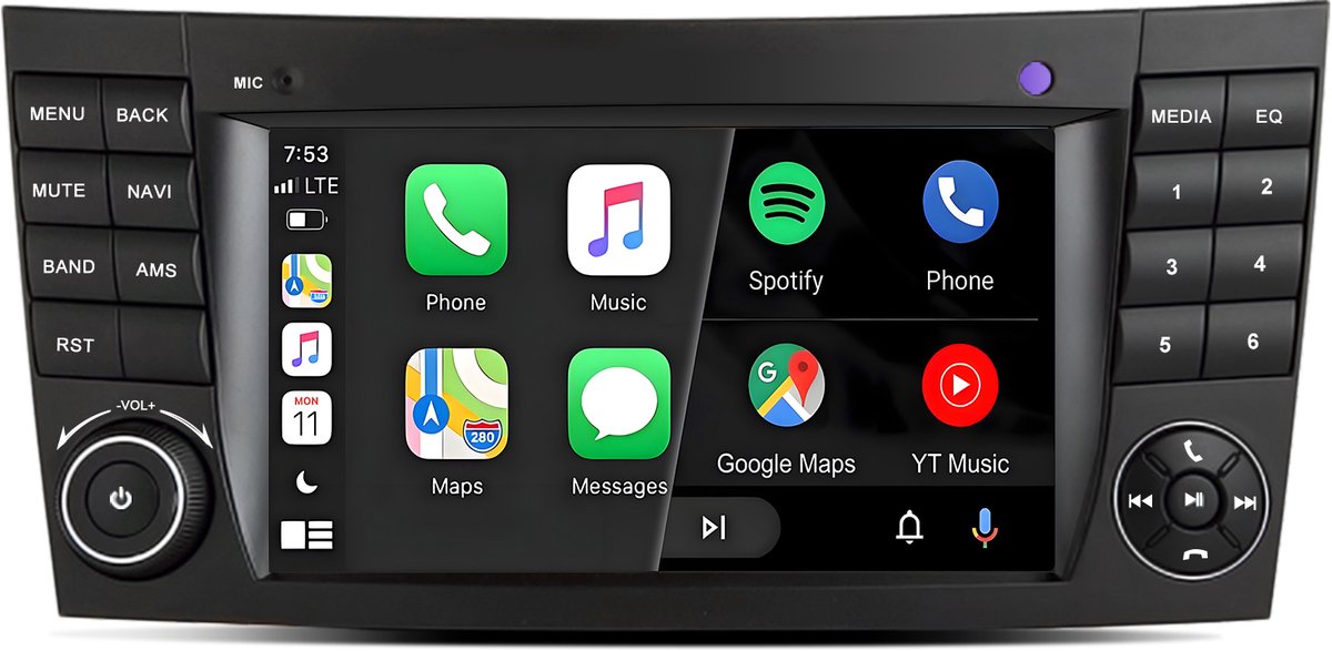 Cestovet Autoradio - geschikt voor Benz E-Class W211 CLS-Class W219 - Draadloze CarPlay & Android Auto - Android 15 - 2 + 32 G - GPS-Navigatiesystem - Bluetooth Wifi FM SWC RDS