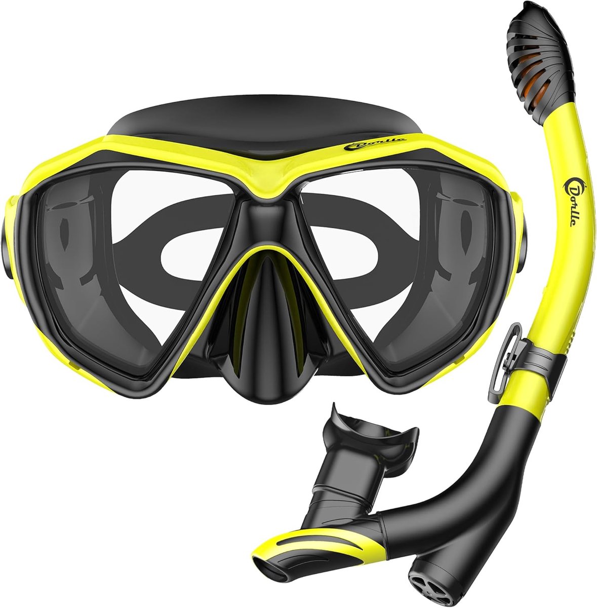 Thijox - Snorkelset met Duikbril en Anticondens Gehard Glas, Lekvrije Droge Snorkel, Verstelbare Snorkeluitrusting voor Volwassenen en Jongeren, Ideaa