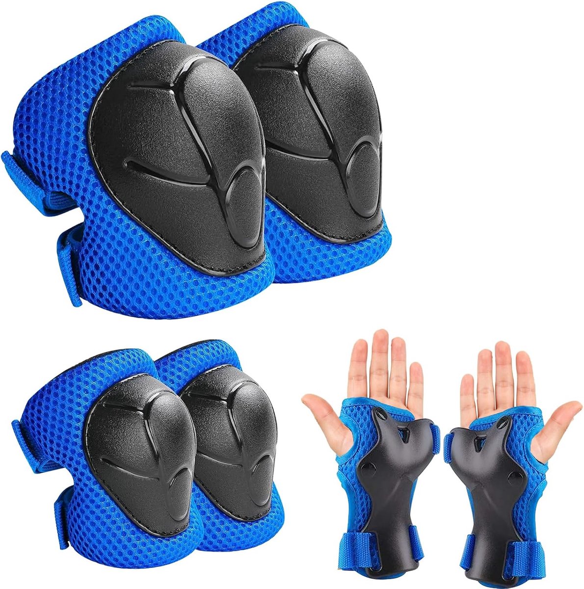 SnelShoppen - Beschermset voor Kinderen 6 in 1, Knie- en Elleboogbeschermers met Polsbeschermer, Verstelbaar, Ideaal voor Skaten, Fietsen, Skateboarde