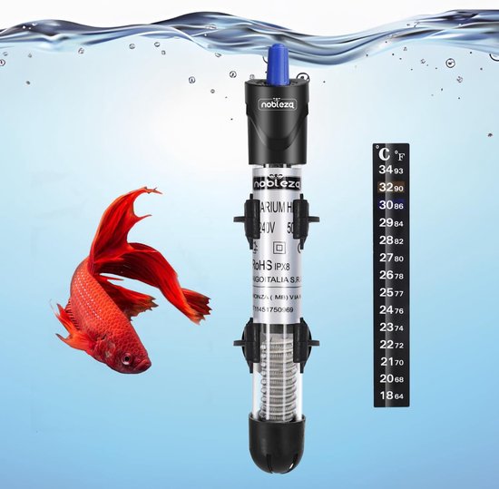 SnelShoppen - Aquarium Verwarmingselement 10-50L, 50W Onderwater Verwarmer met Instelbare Thermostaat en Temperatuurweergave (18-32°C)