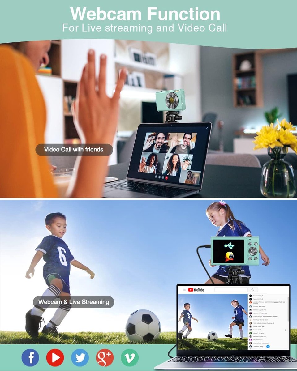 SnelShoppen - Digitale Camera 1520P Auto Focus Compact Camera FHD 48MP Vlogging Camera met 2.8 inch Scherm en 16x Digitale Zoom voor Kinderen, Tieners thumbnail 5