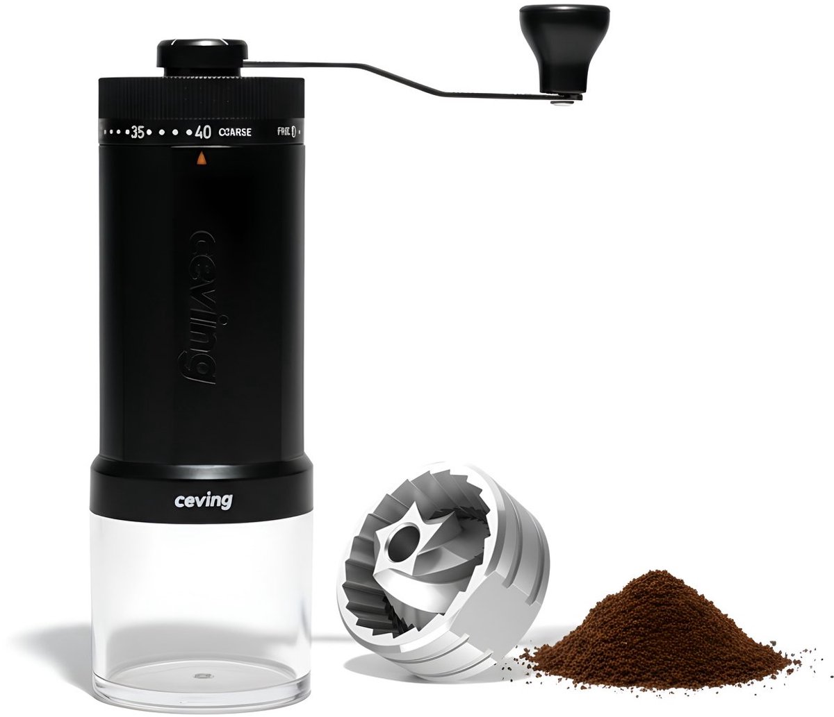 Ceving Mega handmatige koffiemolen - 60 gram capaciteit - 40 externe maalstanden - Conische RVS maalschijven voor meerdere koppen koffie
