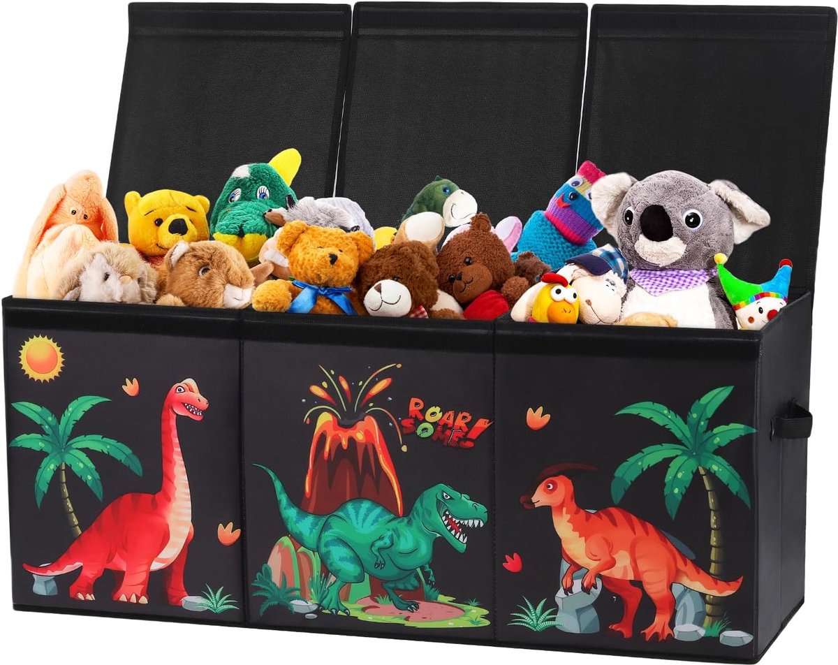 SnelShoppen - Extra Grote Dinosaur Kinder Speelgoed Opbergdoos met Deksel - Vouwbare Oxford Opbergbox voor Jongens - 96x32x40cm - Lichtgewicht Speelgo