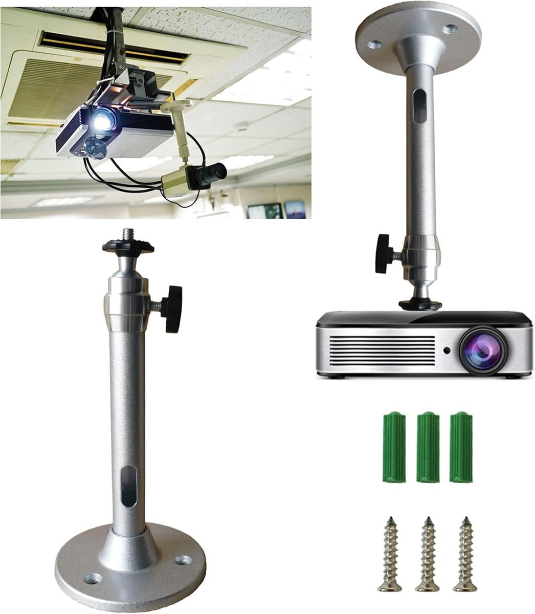 Projector Muurbeugel - Universele Standaard - Film Kijken - 360 Graden Draaibaar - 18 cm Lengte - Zilver