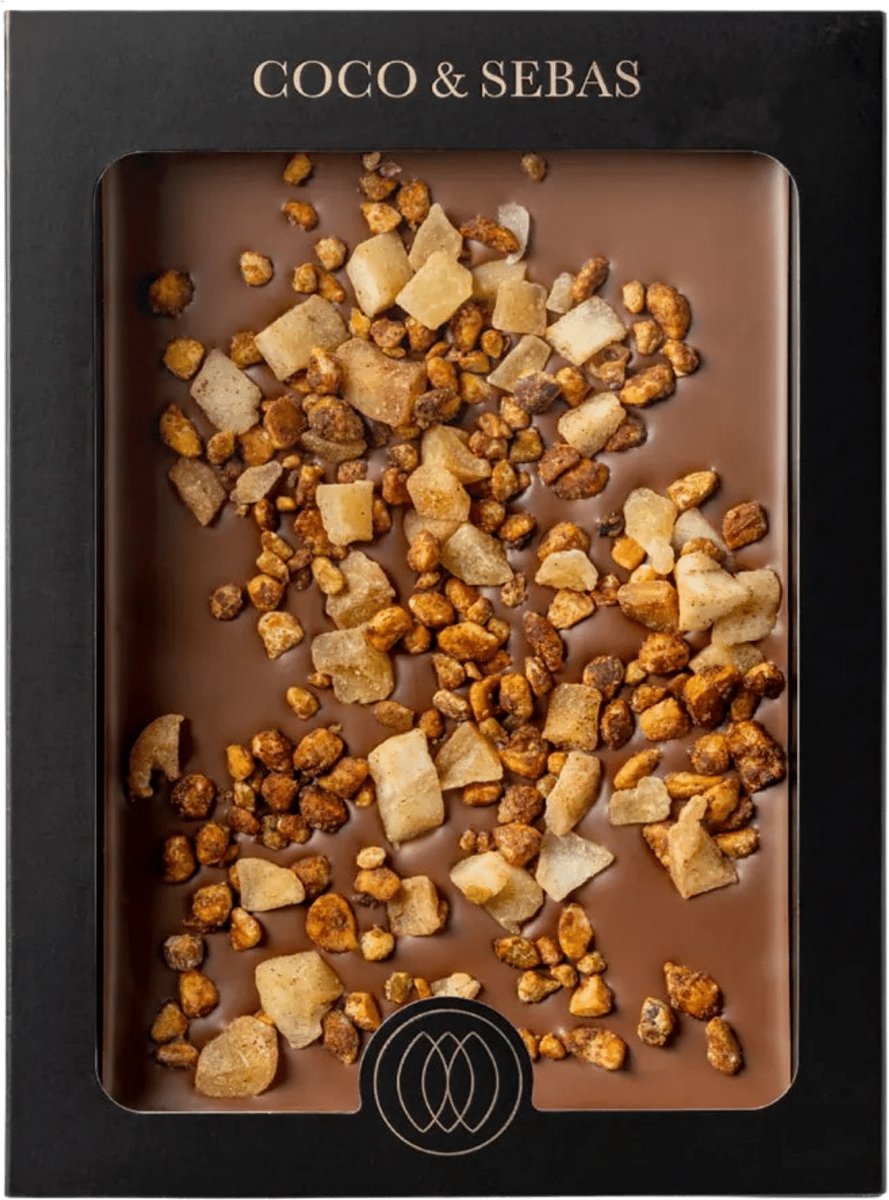 Coco & Sebas Plak Melkchocolade Appelstukjes Gekarameliseerde Noten