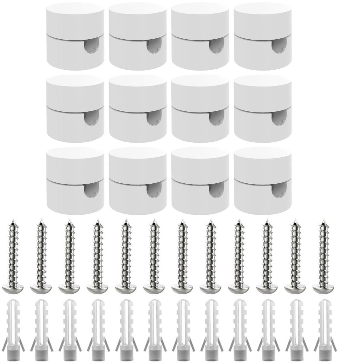 SnelShoppen - Plafonddecentralisator 12 Stuks - Wit ABS-Kunststof - Kabelhouder voor Kroonluchters, PVC-Lampkabels, DIY Lampen, Ø 20mm