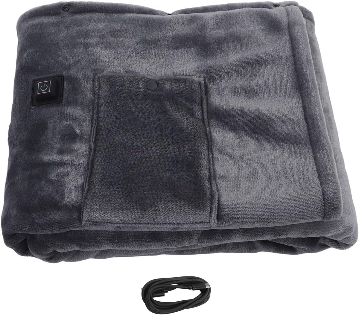 SnelShoppen - Elektrische Verwarmde Deken 5V - Snelle Verwarming - Dikke Flanel - USB - Grijs - Ideaal voor Bank en Bed