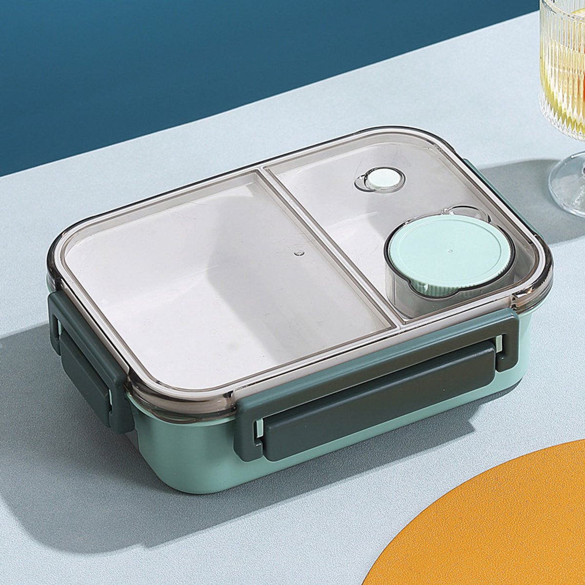 Lunchbox - Lunchbox kinderen - Lunchbox volwassenen - Lunchbox met vakjes -RVS Lunchbox 2500 ml met 4 Vakken – Bento Lunchbox van 304 Roestvrij Staal - Lekvrij met Siliconen Afdichting en Veiligheidssluitingen