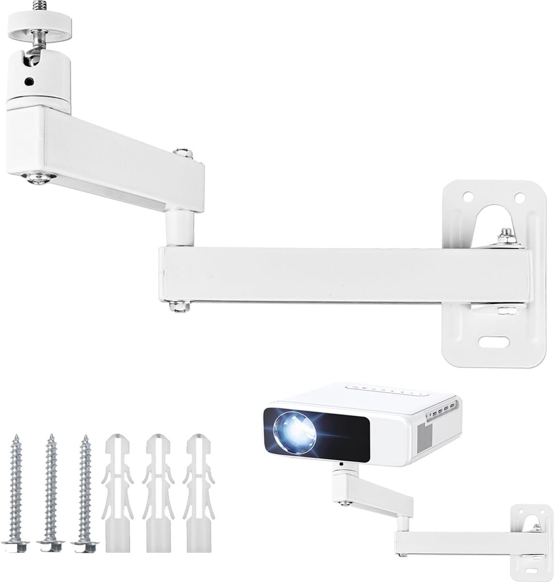 SnelShoppen - Vouwbare Projector Wandbeugel - Verstelbare Projector Houder met 360 Graden Rotatie - Plafondbeugel met 1/4 Inch Schroef voor Thuisbiosc