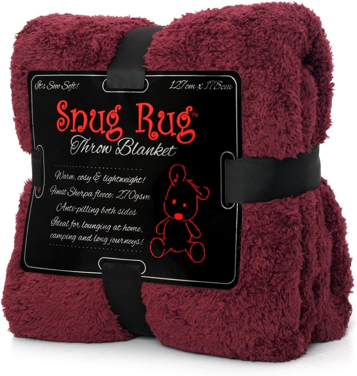 SnelShoppen - Fleece Dekentje Special Edition 50x70 Inch Plum - Luxe Sherpa Warm Kussen Plaid voor Sofa TV Cuddle - Anti-Pilling en Lichtgewicht