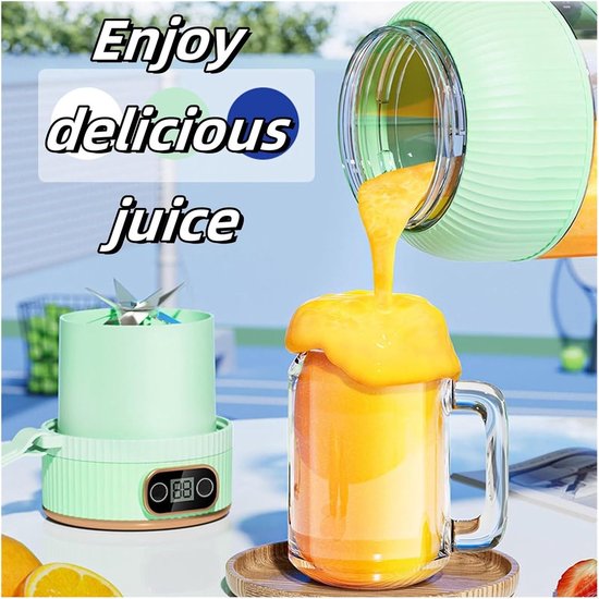 KZQ Draagbare Blender - Oplaadbare blender met digitaal display en grote capaciteit - USB-C-interface, automatische reiniging - Geschikt voor thuis, op reis en tijdens het sporten - 800 ml - Groen van kzq — afbeelding 3