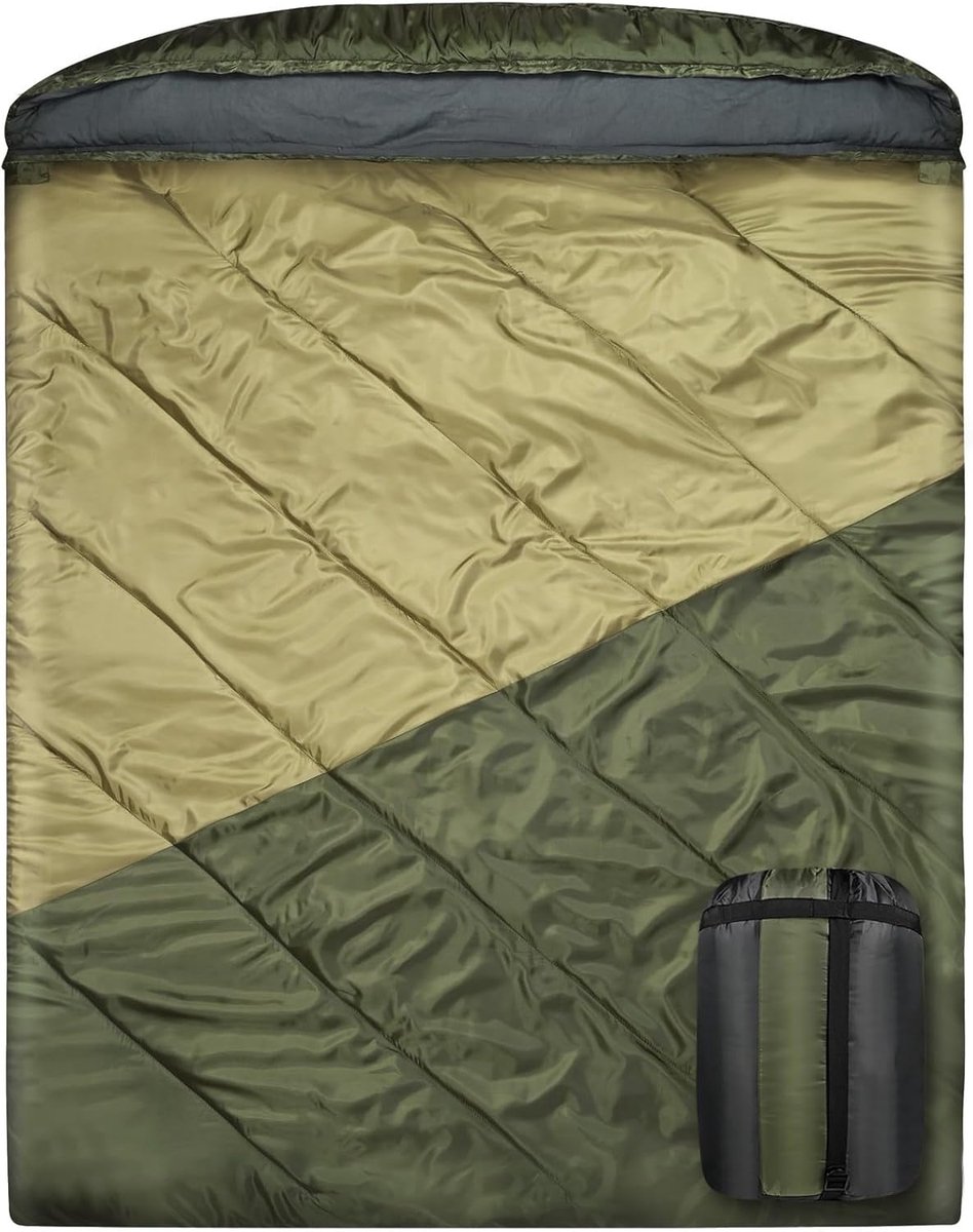 SnelShoppen - XL Queen Size Double Sleeping Bag voor 2 Personen - Breed en Comfortabel - Waterdicht voor Koud en Warm Weer - Ideaal voor Camping en Ba