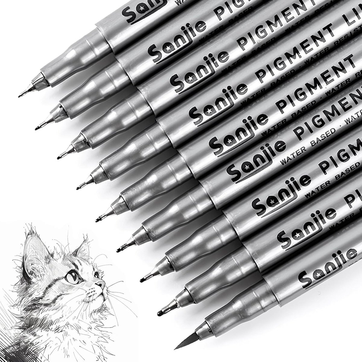 Fineliner set zwart 9 stuks - fijne punt 0.05-0.8 mm - duurzaam zwart inkt - ideaal voor bullet journal - ShopVlot
