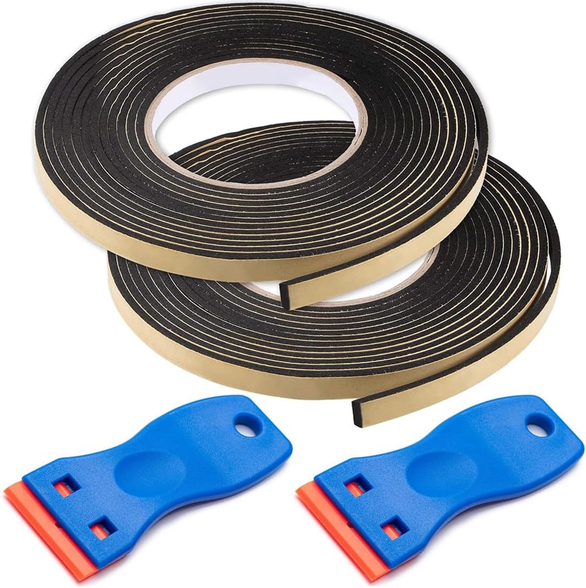 Thijox - 2 Stuks Afdichtingstape Zelfklevend Universeel 10 mm x 3 mm x 2 m - Thermoband Isolerend Voor Ramen en Deuren - Schuim van Celrubber