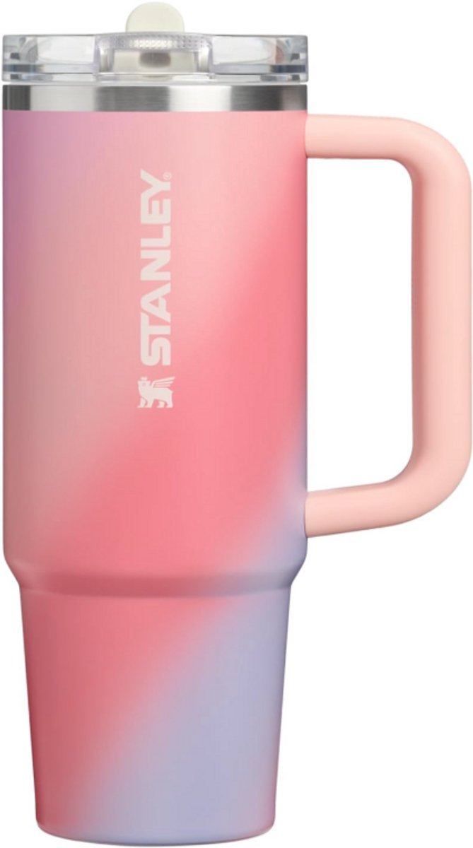 STANLEY Quencher ProTour Flip Straw Tumbler 0,89L (Sunset Spiral) – Lekvrije Thermosbeker met Flip Straw & Handvat – Geïsoleerd RVS – BPA-vrij