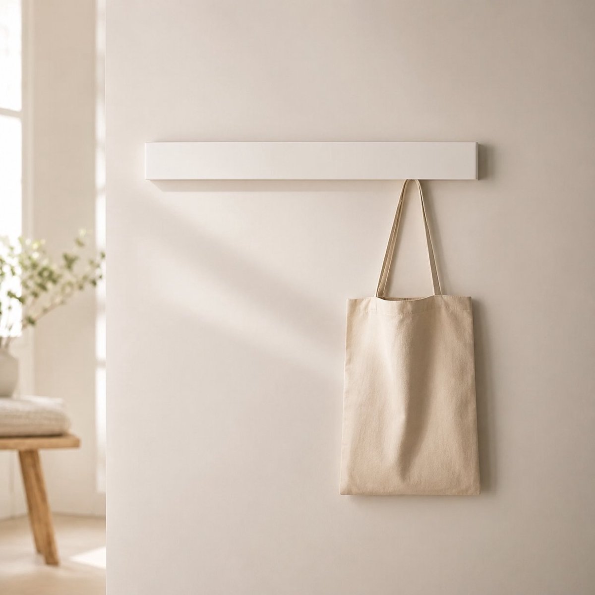Arvion Wandkapstok metaal mat wit 57 cm - Moderne garderobe met verborgen haken