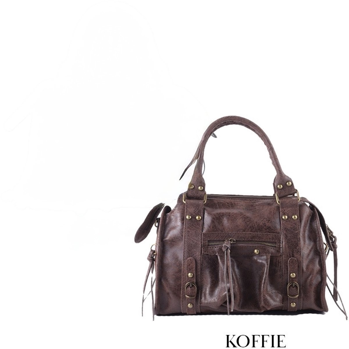Damestas – It Girl bag - Koffie Bruin - Echt Leer - City Bag - Italië - 31 x 26 x 8 cm - Multi Pocket bag – Giuliano - Luxe Schoudertas & Handtas