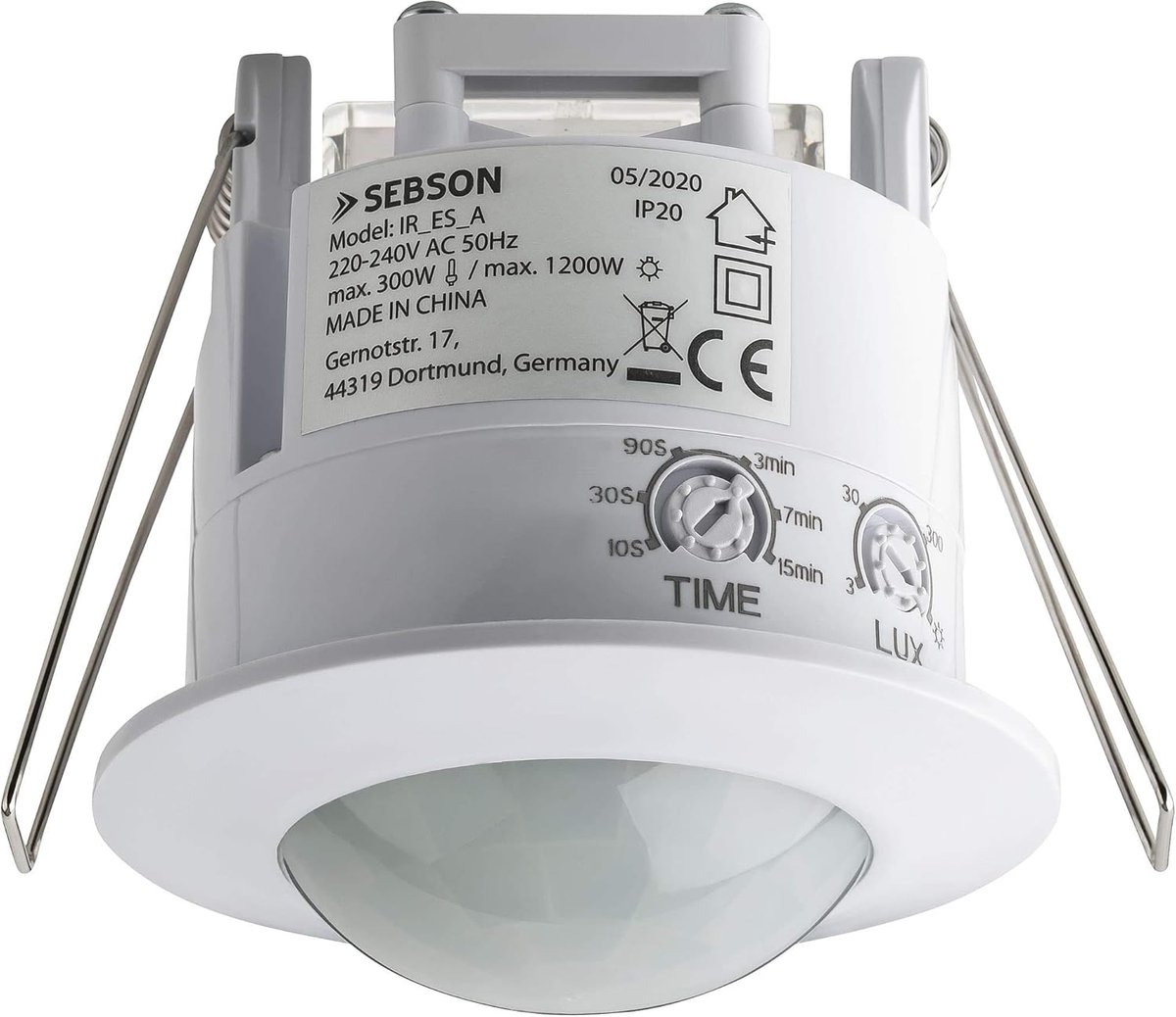 SnelShoppen - 2x Bewegingssensor Inbouw LED Geschikt, 6m/360° Detectiebereik, Ceilingsensor met Instelbare Infrarood, Set van 2 voor Binnengebruik