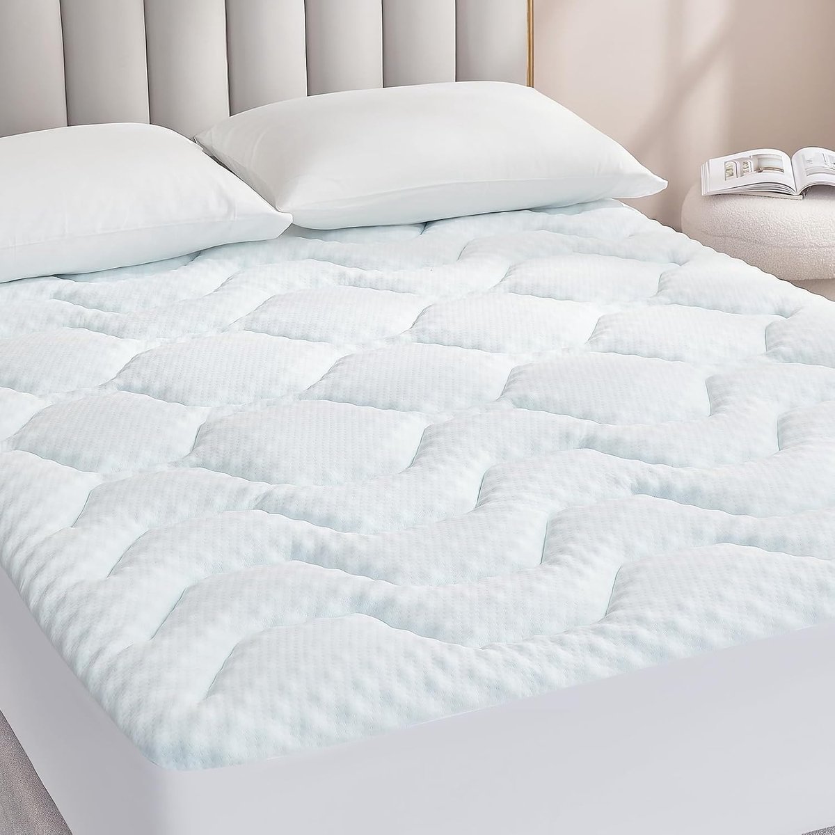 SnelShoppen - Gel Topper 140x200 cm - Comfortabele Mattress Topper van Memory Foam - Ademend en Zacht - Wit - Perfect voor een Goede Nachtrust