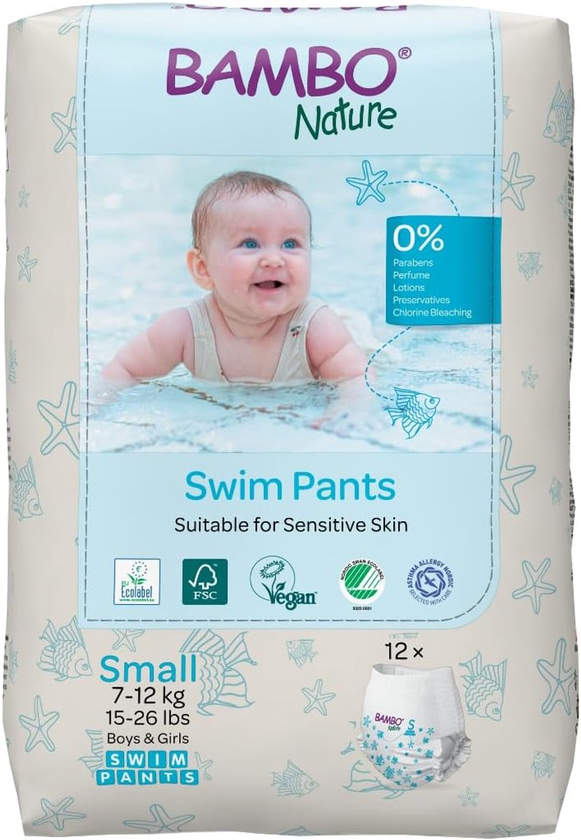 SnelShoppen - Zwemluier Baby Maat S (7-12 kg) - 12 Stuks - Lekvrij Comfort - Secure-Fit Wegwerp-zwembroek - Ideaal voor Zwemmen en Waterspel