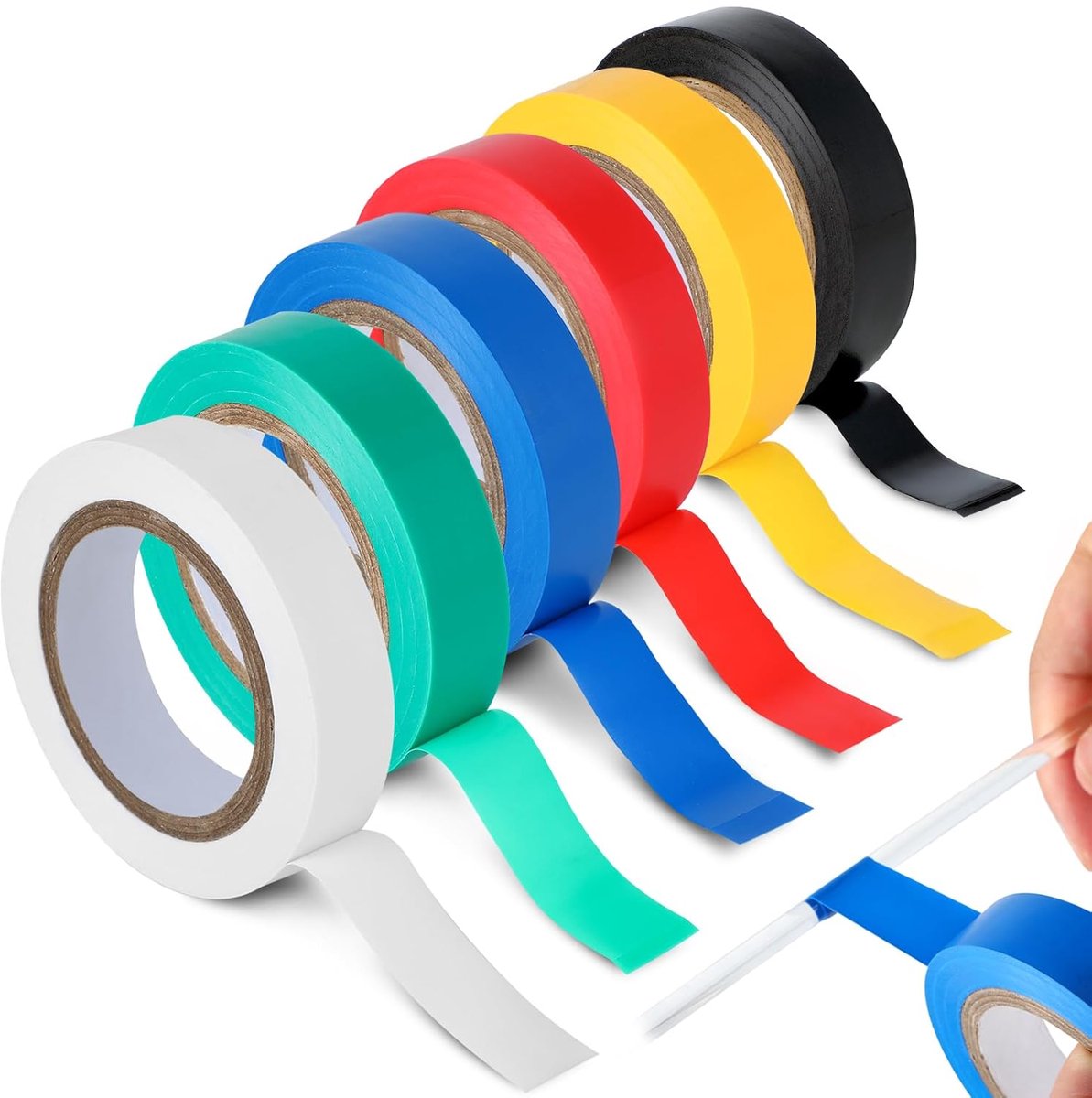 SnelShoppen - 6 Kleurrijke Isolatietape 16 mm x 15 m - Waterdichte PVC Tape voor Elektrische Verbindingen, Weerbestendig, Ideaal voor Klussen, Feesten