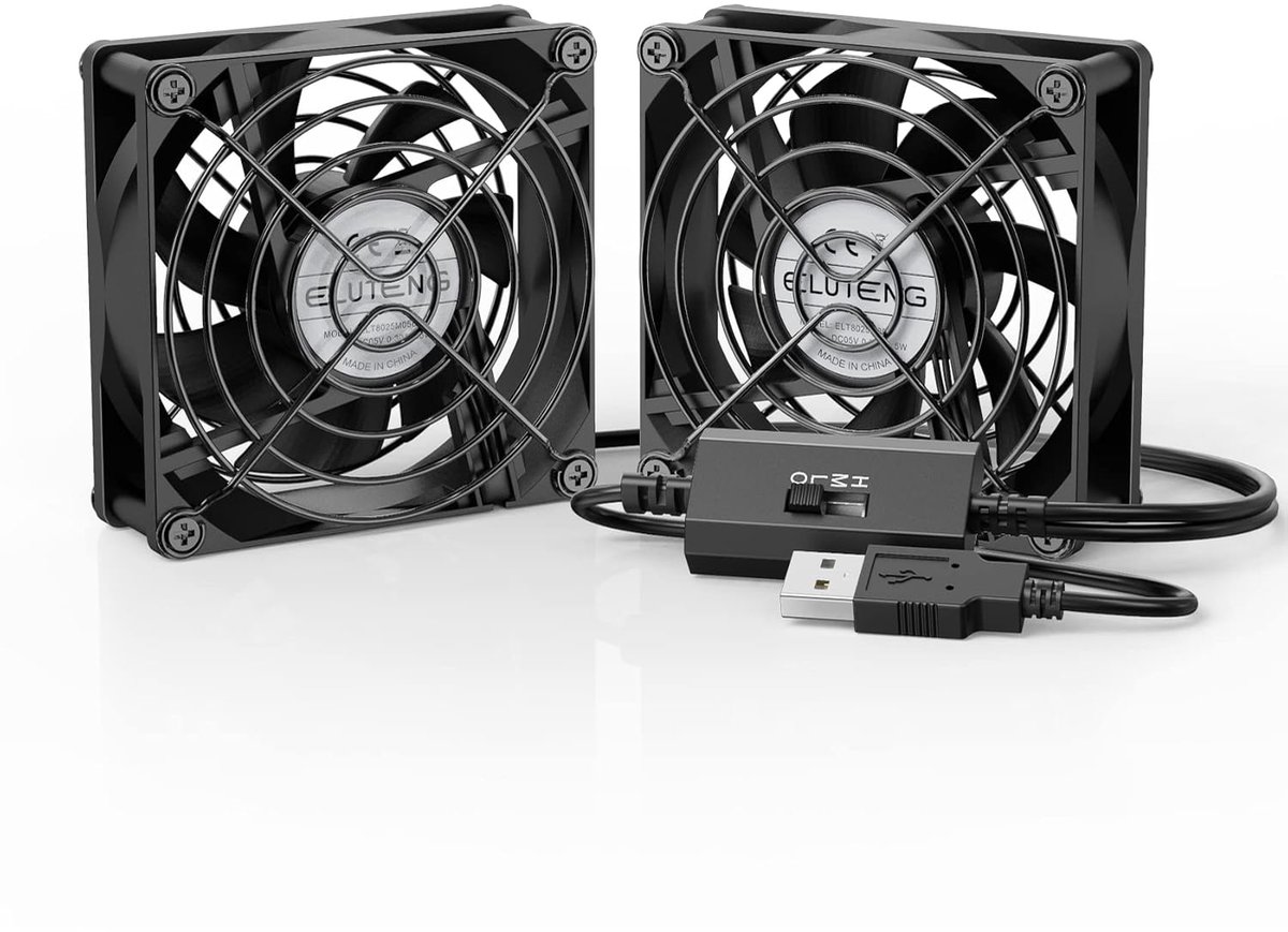 SnelShoppen - USB Mini PC Ventilator 80mm Dubbele Koelventilator met 3 Snelheden, 8cm Computer Fan met Metaal Grill, 5V, Ideaal voor Thuis en Kantoor