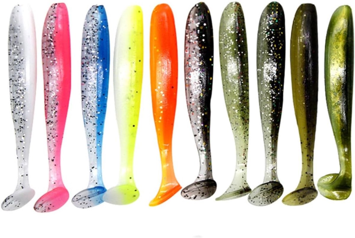 SnelShoppen - 10 Stuks Rubber Vissersaas - Kunstmatige Lures voor Forel, Zout- en Zoetwater, 12 cm, Herbruikbaar en Bijtvast