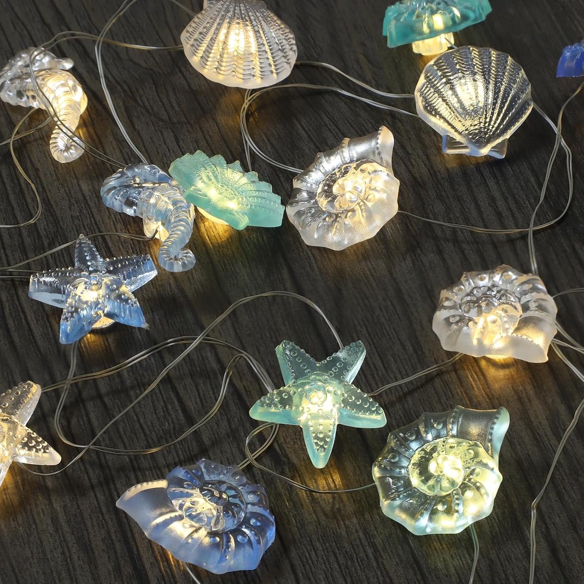 SnelShoppen - Batterij Aangedreven Sfeerverlichting met Timer, 2 m Zeedieren LED-Lichten voor Kinderkamer, Feesten, Bruiloften, Kerst en Maritieme Dec