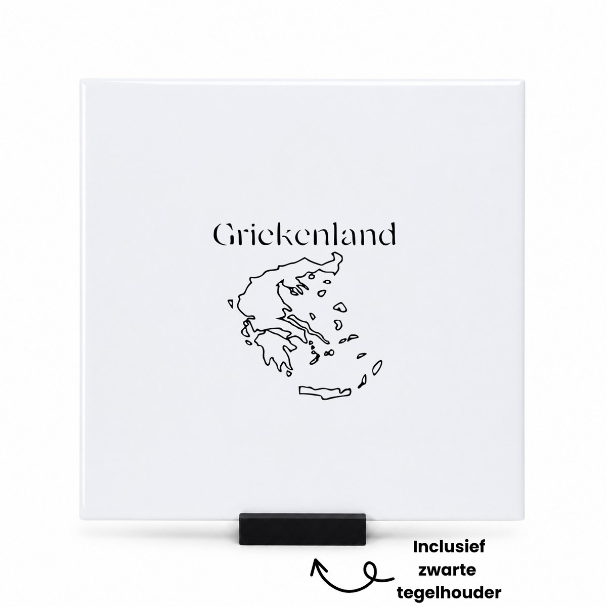 Hacebo Griekenland tegeltje met tegelhouder - Piloot - Toeristen - tegeltjes met tekst - Must go - Greece travel guide - Accessoires - Cadeau - Gift - Geschenk - spreuktegels - 15x15 CM Wit