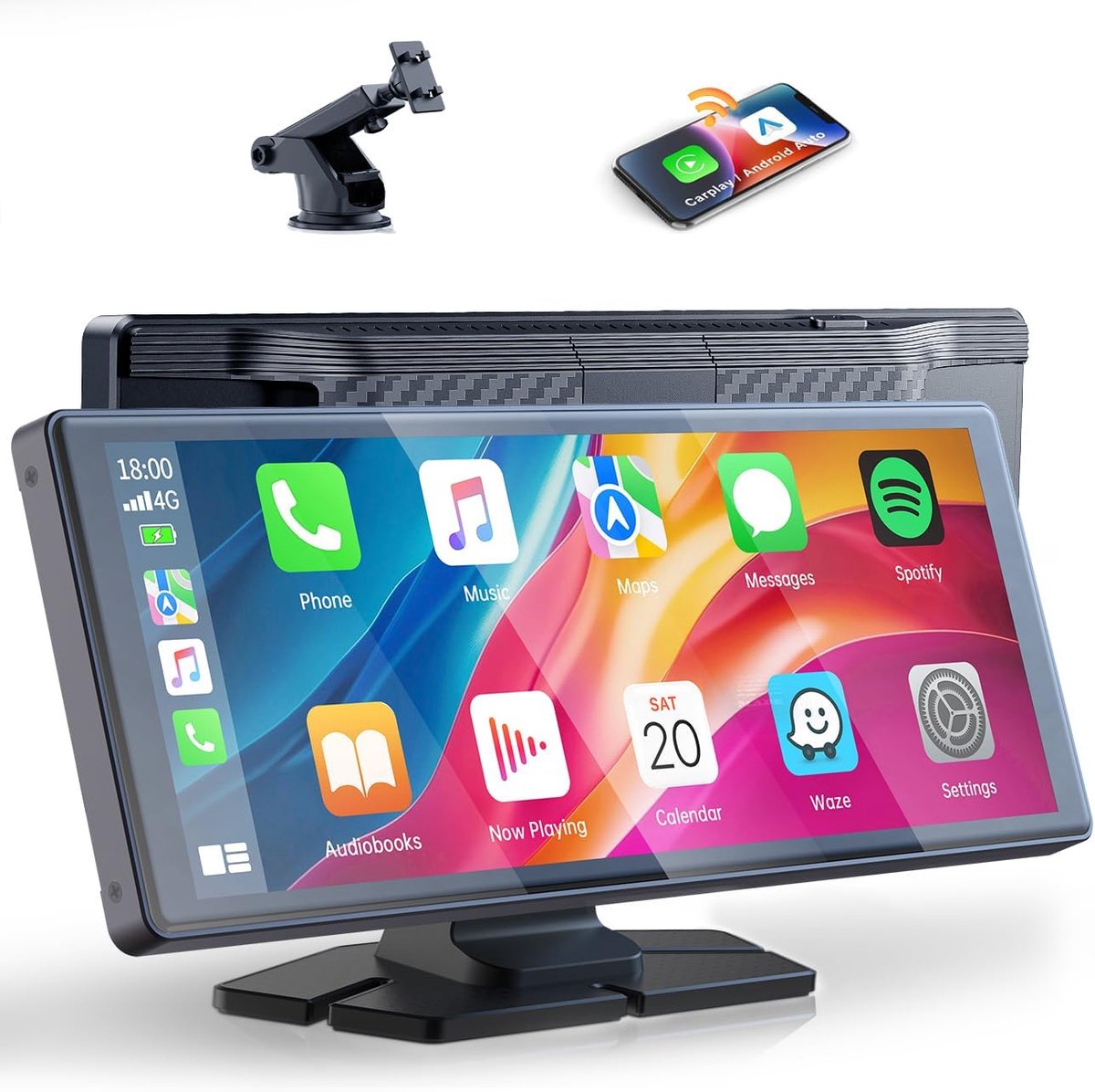SnelShoppen - Draagbare 9.26 Zoll Auto Radio met Wireless Apple CarPlay & Android Auto, GPS Navigatie, Bluetooth, IPS Touch Screen, Digitale Ontvanger