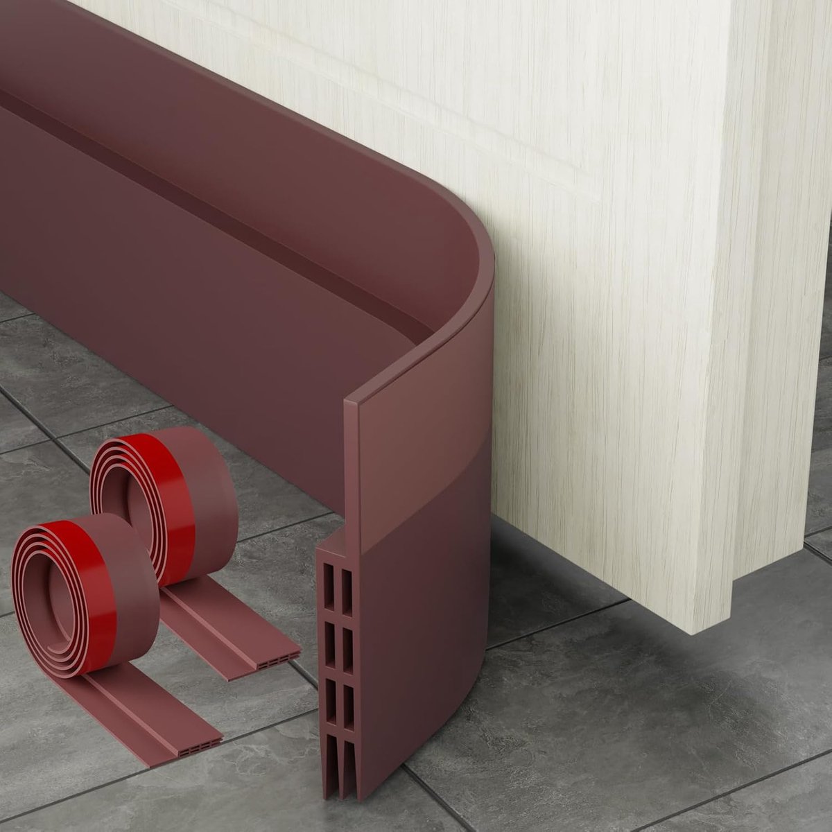SnelShoppen - 2-Pack Deur Dichtstrip - Zelfklevende Deuronderstrip, Geluidsisolatie en Weerbestendig, 5cm x 200cm Bruin, Energie Besparend