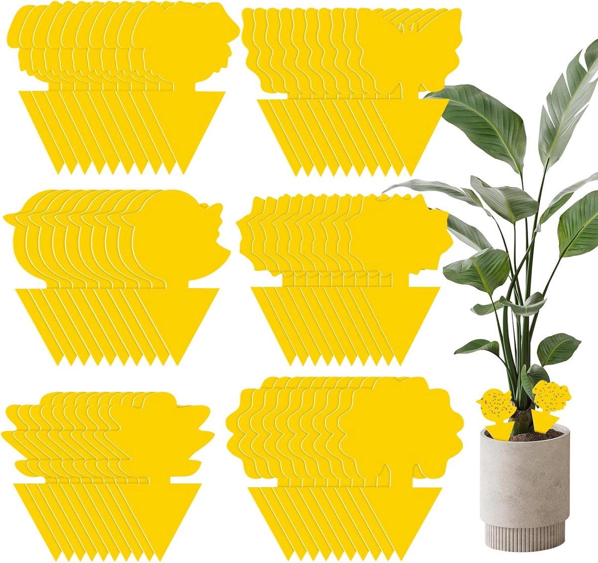 SnelShoppen - 60 Stuks Gele Stickers, Effectieve Vliegenvallen voor Binnen en Buiten, Waterproof en Niet-Toxisch, Ideaal voor Planten en Tuin