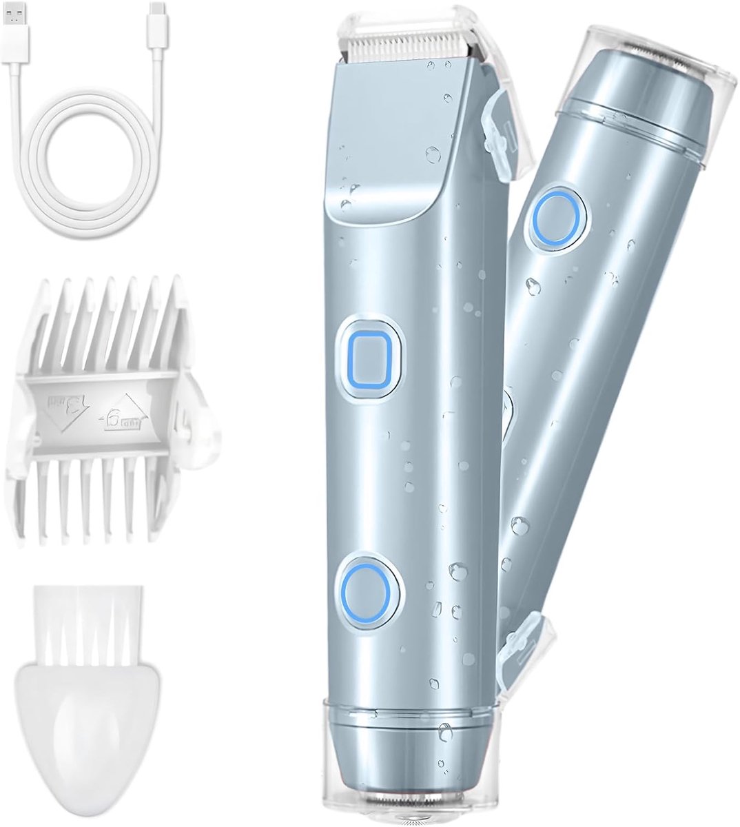 SnelShoppen - Vrouwelijke Dubbele Hoofd Elektrische Haren Trimmer voor Lichaam, Intieme Scheermachine, Bikini Trimmer, IPX7 Waterdicht, Droog en Nat,