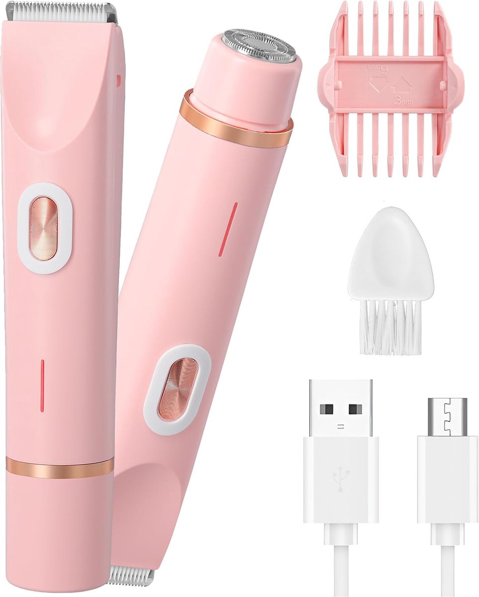 SnelShoppen - Bikini Trimmer 2-in-1 Elektrische Intieme Scheerapparaat, IPX7 Waterdicht, USB Oplaadbare Wet Dry Scheerder voor Vrouwen, Roze - Perfect