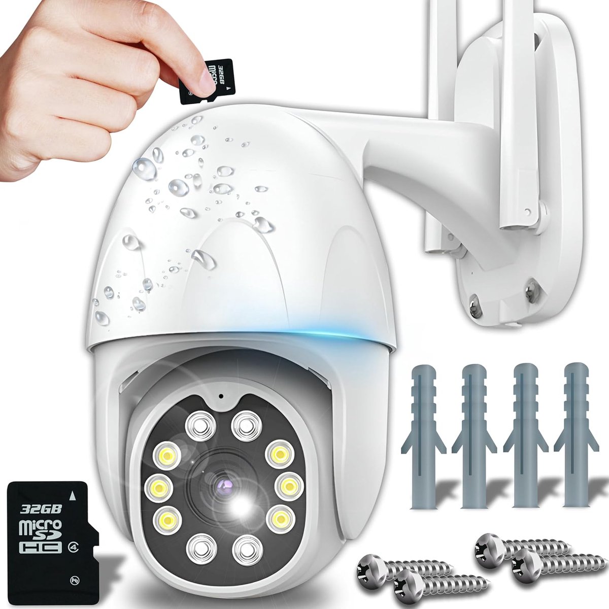 SnelShoppen - 270° Indoor en Outdoor Beveiligingscamera, 1080P, Wifi Camera met Nachtzicht, Automatische Volging, Bewegingsdetectie, Waterdicht, Draad