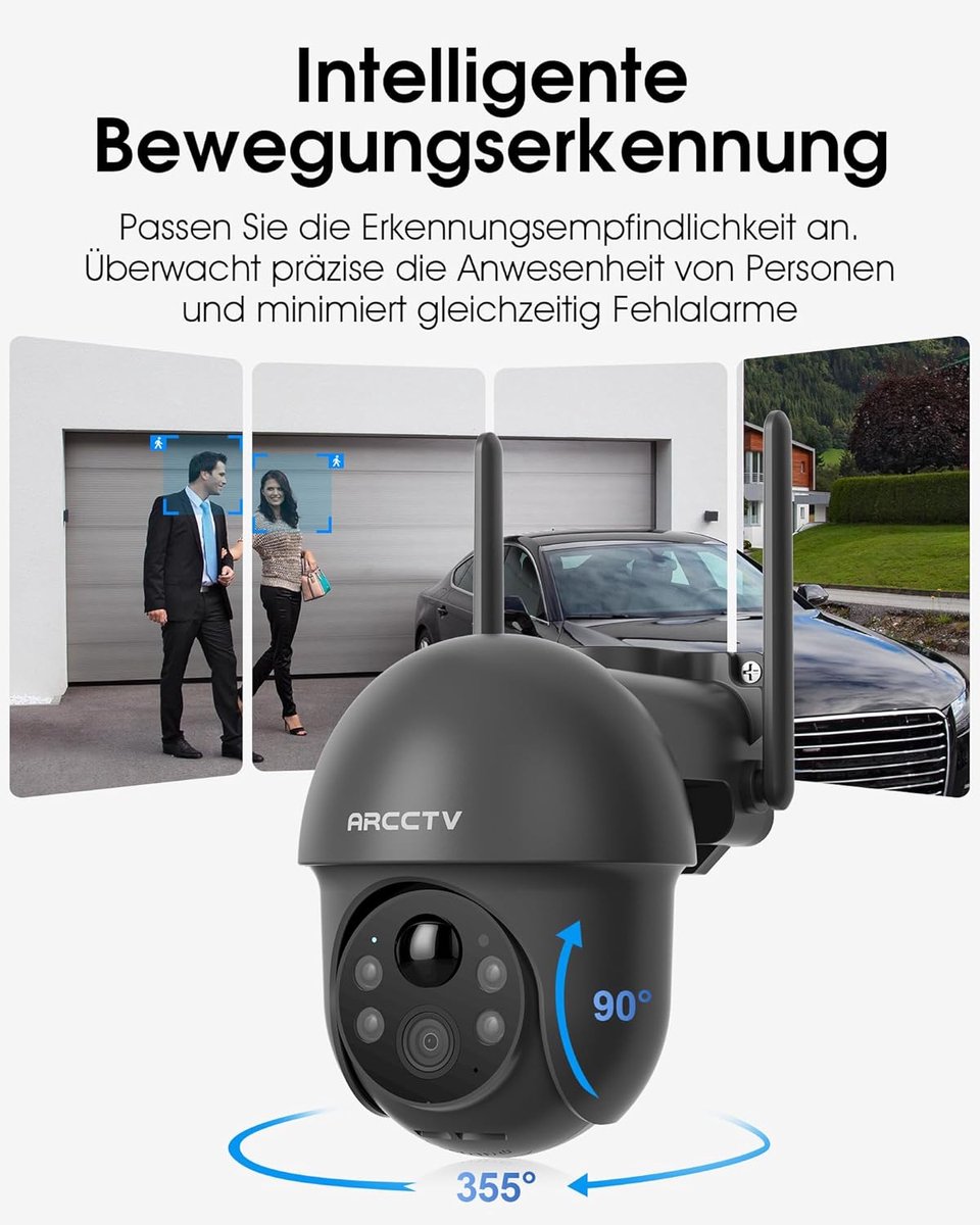 SnelShoppen - 4MP Bewakingscamera op Zonne-energie voor Buiten, Draadloze 2,4/5 GHz Wifi, Personenherkenning met Alarm, Nachtzicht in Volle Kleur, Twe