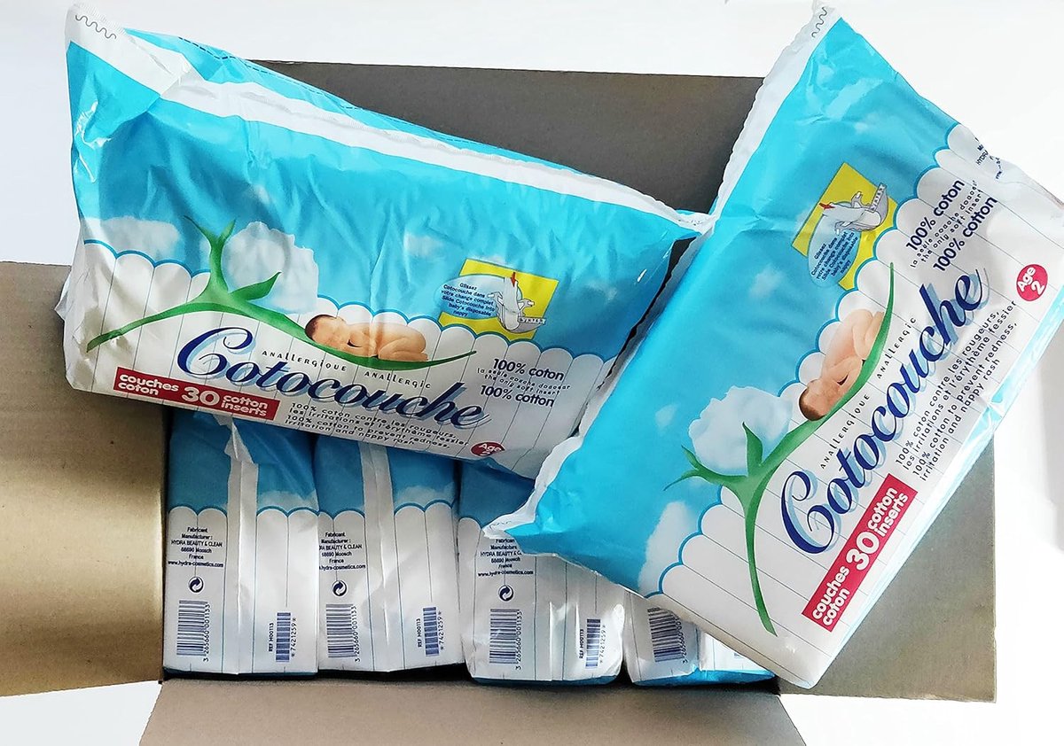 SnelShoppen - 180 Nappies - 100% Katoenen Luiers - Zacht en Ademend - Voor Baby's - 6 Packs van 30 - Ideaal voor Thuis en Op Reis