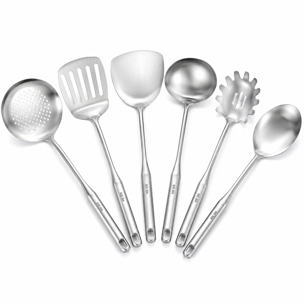 My Green Deal - RVS Keukenhulpset 6-delig – Lepels & Spatels Set – Premium verzwaard 304 RVS – Hittebestendig & Vaatwasserbestendig