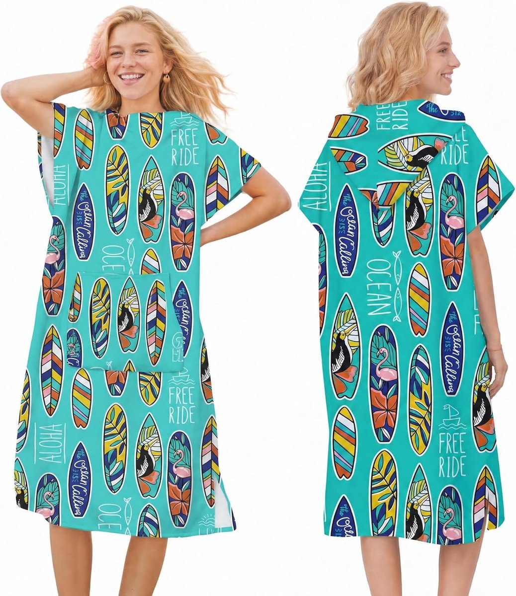 SnelShoppen - Sneldrogende Surf Cape, Badcape, Hoodie met Zakken voor Mannen en Vrouwen, Ideaal voor Zwemmen, Strand, Surfen, Duiken, Thuis, Badderen