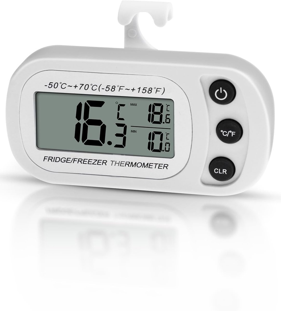 SnelShoppen - Digitale Thermometer voor Koelkast en Vriezer - Waterproof, Max/Min Functie, Schakelbaar tussen Celsius en Fahrenheit, Zwart - Temperatu