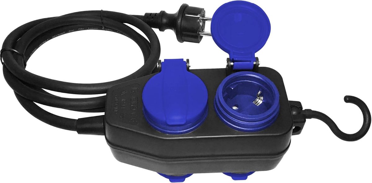 Stekkerdoos Werkplaats - Verlengsnoer Buiten - Apparatuur Aansluiten - Waterdicht IP44 - 5 Meter Kabel - Grijs