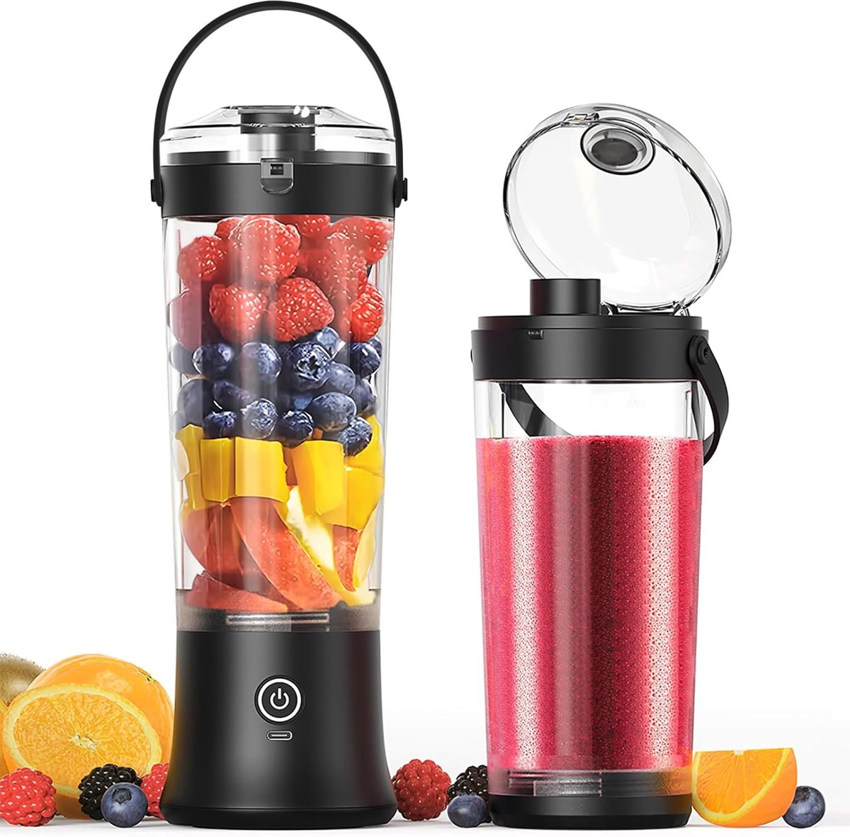 SnelShoppen - Draagbare Blender voor Shakes en Smoothies, 500ml Krachtige Draadloze Mini Blender, USB Oplaadbaar met 6 Ultra-Scherpe Messen, Perfect v